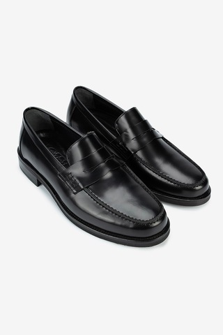 Lofer Erkek Açma Deri Jurdan Tabanlı Bantlı Klasik Loafer Siyah