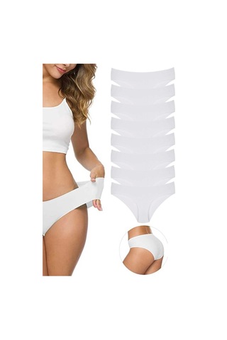 8 Adet Kadın Dikişsiz Lazer Kesim Esnek İz Yapmayan Külot Beyaz L-xl Çok Renkli
