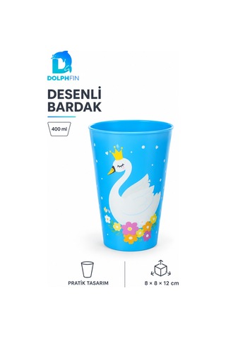 Desenli Plastik Bardak 400 Ml Günlük Kullanım İçecek Bardağı Çok Renkli