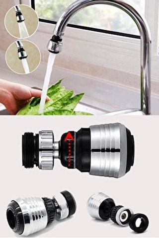 Tasarruflu Siyah Fonksiyonlu Musluk Başlığı Yağmurlama Perlatör Siyah