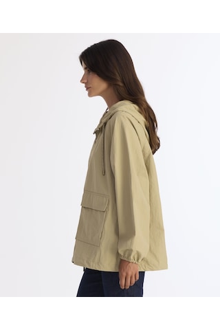 Yargıcı Loose Kapüşonlu Yaka Uzun Kol Yağmurluk 25kkym5005x 027 Bej