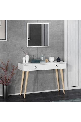 Dekorosso Arden Ahşap Ayaklı Kare Aynalı Modern Dekoratif Dresuar (497931991) Beyaz