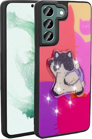 Zore Galaxy Uyumlu S22 Kılıf Parlayan Kabartmalı İkonik Figürlü Amas Silikon Kapak - Mor Mor