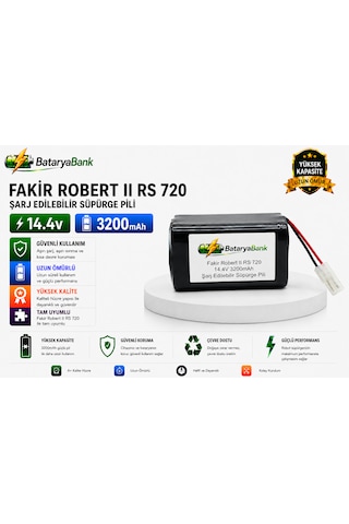 Bataryabank Fakir Robert II RS 720 Uyumlu Şarj Edilebilir Süpürge Pili 14.4v 3200mah Li-ion Batarya