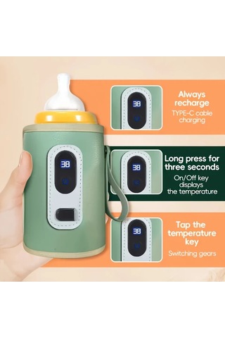 Willowhaven Gkkown Akıllı Usb Şişe Isıtıcı Gerçek Zamanlı Sıcaklık Göstergeli Taşınabilir Blue