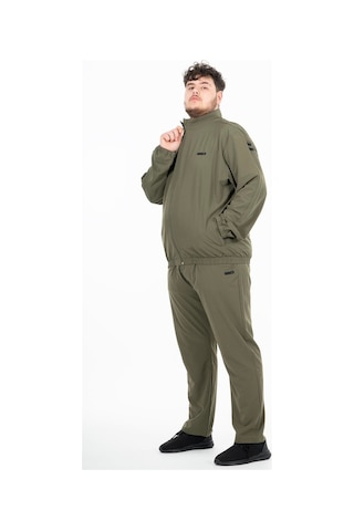 Maraton Sportswear Büyük Beden Erkek Dik Yaka Reglan Kol Basic Haki Eşofman Takımı 21854-Haki