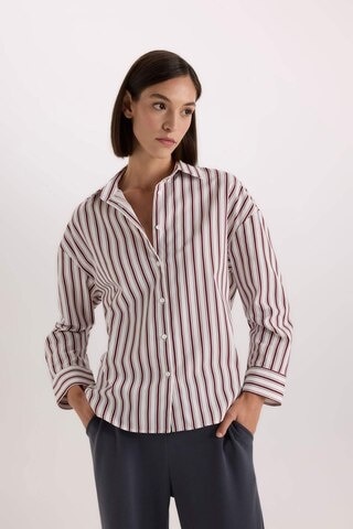 DeFacto Fall in Love Regular Fit Pijama Yaka Poplin Üst E2351AX24WNER98 Ekru