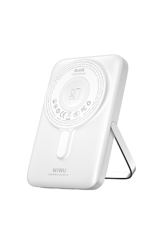 Wiwu Wi-p077 Pionner Serisi Wireless Şarj Ve Pd 20w Hızlı Şarj Standlı Powerbank 15w 10000mah Beyaz Beyaz