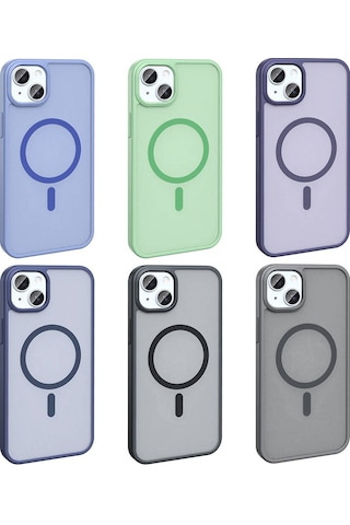Effox Apple Uyumlu iPhone 15 Kılıf Magsafe Şarj Özellikli Mat Arka Yüzey Sio Kapak-lacivert Lacivert