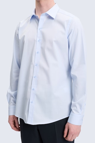 Hatemoğlu Mavi Slim Fit Slim Yaka Pamuklu Uzun Kollu Gömlek