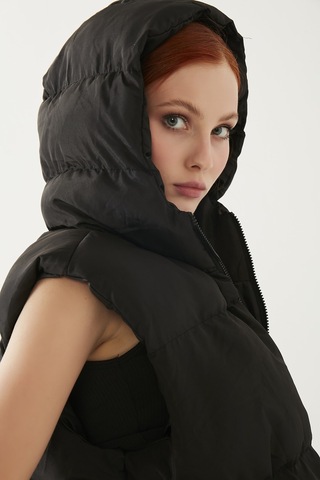 Meecy Kadın Oversize Şişme Yelek Black Black