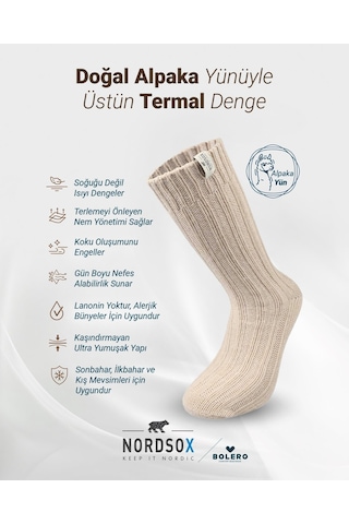 Kadın Alpaka Yün Çorap 3 Lü Paket Bej