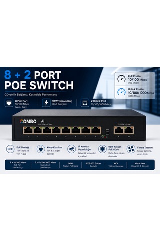 8+2 Poe Switch 10/100/1000mbps 96w Gigabit 8+2 Poe Switch 10/100/1000mbps 96w Gigabit