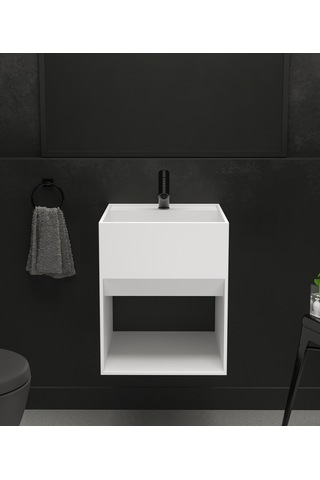 Akrilik-Corian Solid Banyo Dolabı (479179563) Beyaz