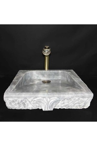 Gri Mermer Saray Işlemeli Lavabo