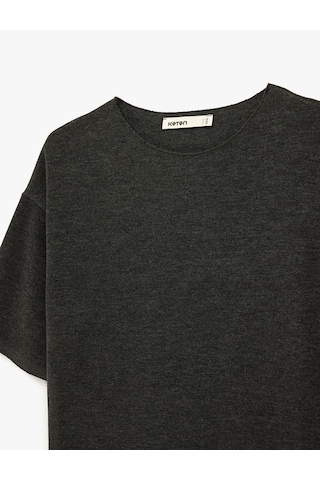 Koton Regular Fit Kısa Kollu Bisiklet Yaka Basic Tişört Antrasit 6sak50197ek Antrasit