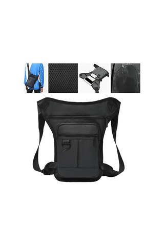 Homyl Erkek Bel Çantası Motosiklet Bacak Fanny Paketi Siyah Siyah