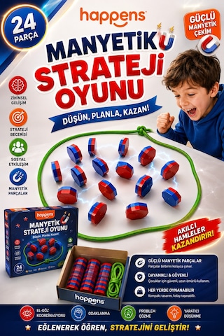 24 Parça Manyetik Satranç Seti- Stones Manyetik Taş Oyunu - Çocuklar Ve Yetişkinler İçin - Mıknatıslı Çeken Taş