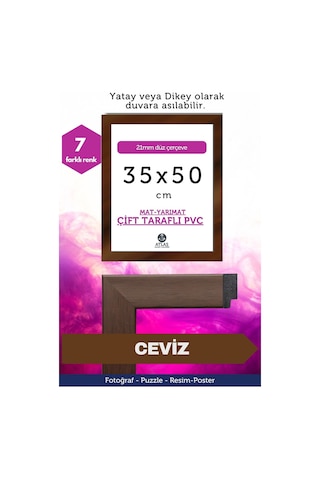 Ceviz-21mm-35x50 Cm Mat Pvc Li Camsız Fotoğraf Puzzle Belge Çerçeve Yatay Dikey Asılabilme. 60563450