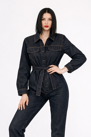Kadın Geniş Paça Yüksek Bel Denim Pantolon Indigo Form mavi