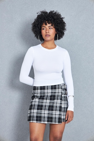 Kadın Siyah Ekoseli Toka Detaylı Mini Etek Dm2029 Siyah