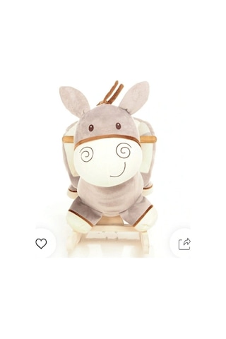 Exorbaby Ahşap Ayaklı Peluş Sallanan At Aslan Kuzu Oyuncak Antrasit