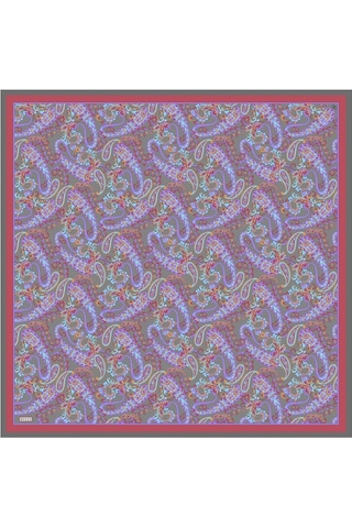 BELLİ Saf İpek Eşarp 4101d02 Sura İpek -3683 - 90 X 90 / Kırmızı - Füme Kırmızı - Füme