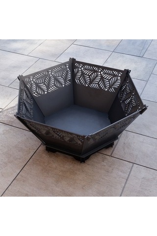 Portatif Altıgen Ateş Çukuru Bahçeniz İçin Dekoratif Siyah