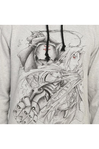 Bant Giyim - Fullmetal Alchemist Kapşonlu Erkek Sweatshirt Hoodie Gri