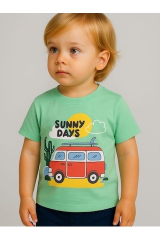 Divonette Erkek Bebek Sunny Days Baskılı T-shirt-15697 Yeşil