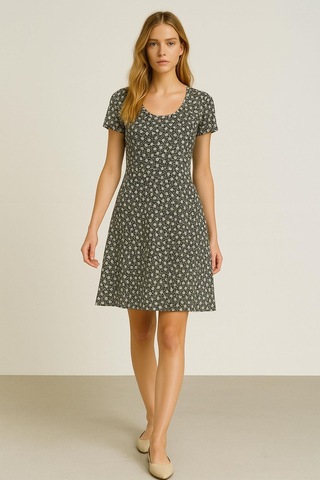 2 Adet Dökümlü Rahat Kalıp Günlük Penye Kumaş Elbise Antrasit