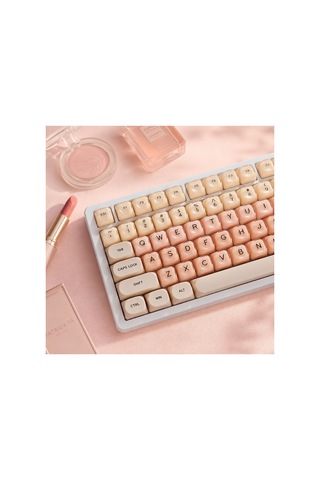 Leaven 128 Tuş Pbt Keycap Seti - Retro Yuvarlak Moa Profil Cherry Mx Uyumlu Klavye Tuşları - Bej