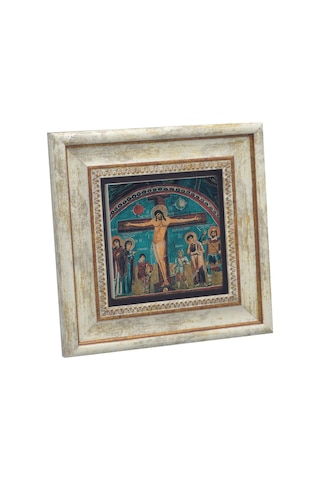 Kapadokya Göreme Karanlık Kilise Freski - İsa Mesih'in Çarmıha Gerilişi Baskılı Taş Tablo 20x20