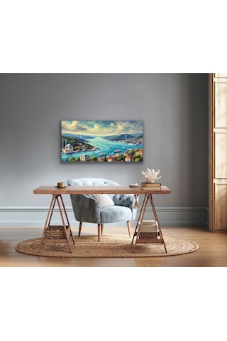 İstanbul Boğaz Manzarası Kanvas Tablo 60x120cm