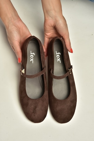 Fox Shoes Y250770702 Kahverengi Süet Alçak Dolgu Tabanlı Kadın Ayakkabı