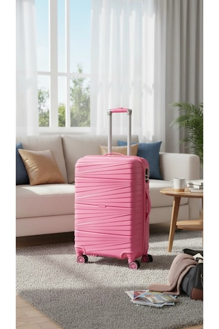 Premium Ultra Dayanıklı Kabin Boy Valiz - Pembe %100 Saf Pp Kırılmaz Çok Renkli