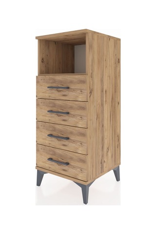Hyperion Komodin Tek Raflı 4 Çekmeceli 44x44x106 Çam-çam Çam