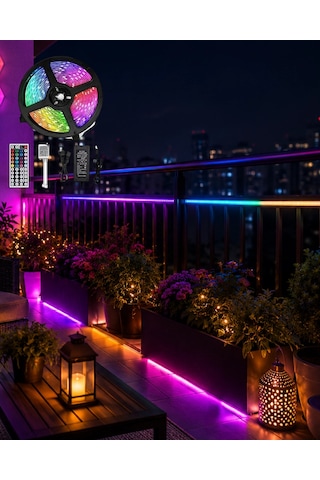 Led Strip Rgb 5 Metre Çok Renkli Kumandalı Şerit Led Işık Seti