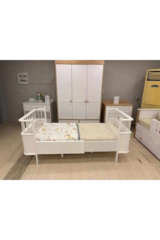 Mdf Beşik, Dünya Büyüyen Beşik 80x130 - Dünya Büyüyen Karyola 80x190 %100 Mdf Beyaz