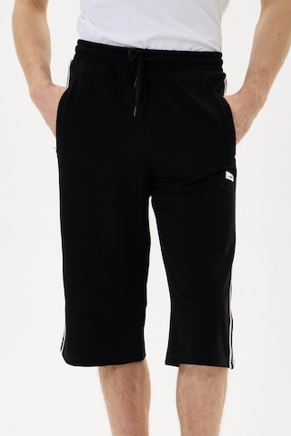 Mysport 6008 Erkek Relax Fit Rahat Kesim Pamuklu Beli Bağcıklı Fermuarlı Cep Yan Şeritli Kapri Bermuda Siyah