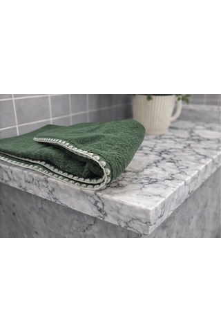 Krem İstiridye Dikişli %100 Pamuk Yumuşak Dokulu Yüksek Su Emici 2'li Banyo Havlu Seti 50x90-70x130 Haki