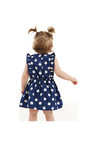 Denokids Puanlı Çilek Kız Bebek Poplin Elbise