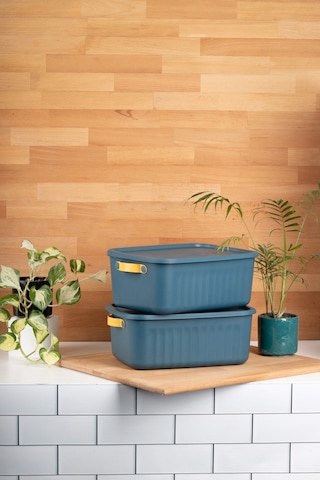 Finehome Boxy 2'li Çok Amaçlı Kutu 10lt Mavi