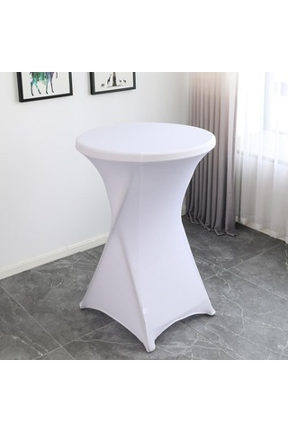 Sones Otel Düğün Dekorasyonu İçin Kokteyl Bar Masa Örtüsü Streç Polyester Ziyafet Yuvarlak Masa Örtüsü, Boyut: 80x110cm Mor Mor