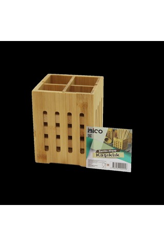 Ahşap Bambu 4 Bölmeli Kaşıklık Organizer 11x11 Cm, Pencereli Diğer