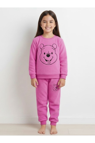 Peluş Kız Çocuk Takım - 2/8 Yaş - 31569 Fuşya Pembe