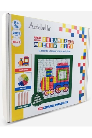 21 I Çocuk Ahşap Çerçeveli Seramik Mozaik Set 20x20 Cm
