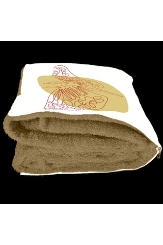 Çizgi Kelebek Desenli İç Dolgusu Battaniyeli Araç İçi Opsiyonel Yastık 36x36cm