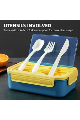 Novahub Çıkarılabilir Öğle Yemeği Kutusu 3 Bölmeli Gıda Sınıfı Pp5 Bento Kutusu Gıda Saklama Kapları Bpa, Eco-friendly Design Mavi