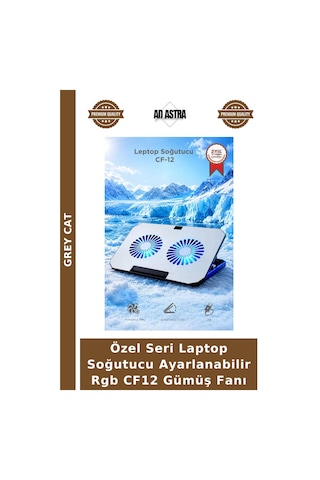 Özel Seri Laptop Soğutucu Ayarlanabilir Rgb Cf12 Gümüş Fanı